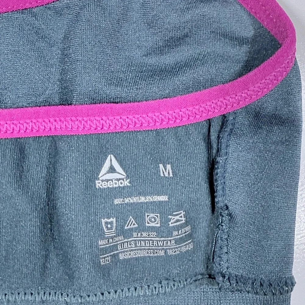 Reebok Girls Seamless Strappy Bralette Navy Blue Pink Trim Multi-Strap Size M